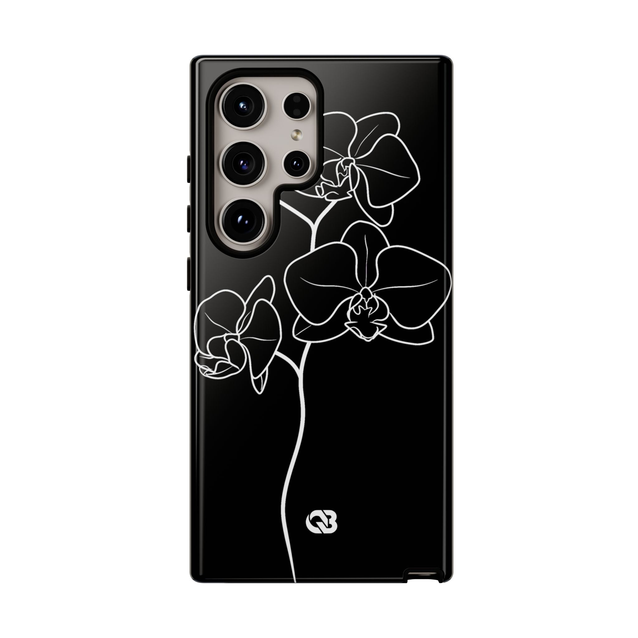 Black Tough Phone Case for Samsung - Noir Alabaster Orchid