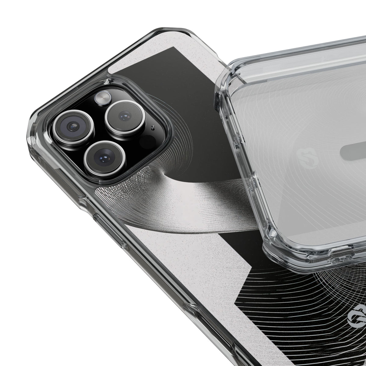 Grey Impact MagSafe Phone Case for iPhone - Obsidian Moiré Wave