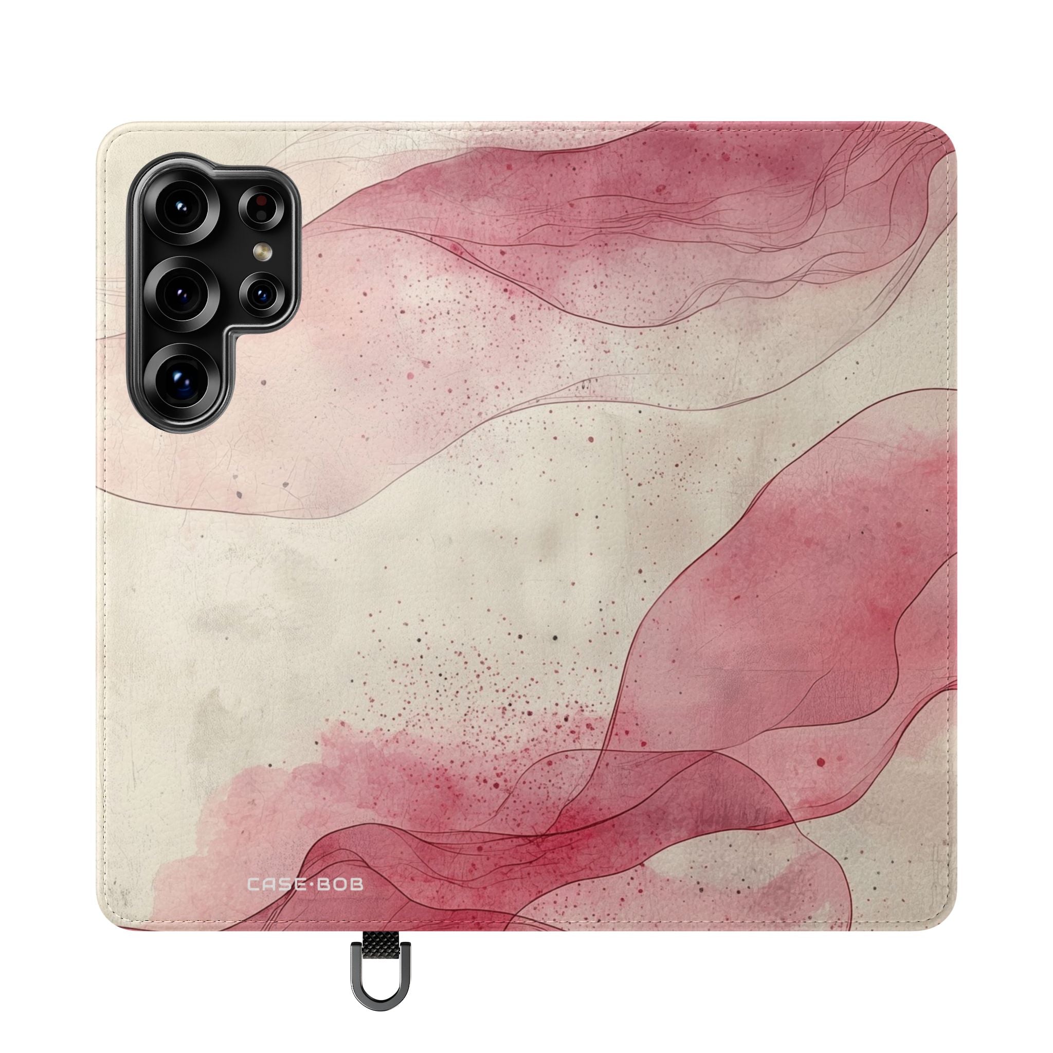 Crimson Ribbon Waves - Samsung S25 Ultra Case - Wallet