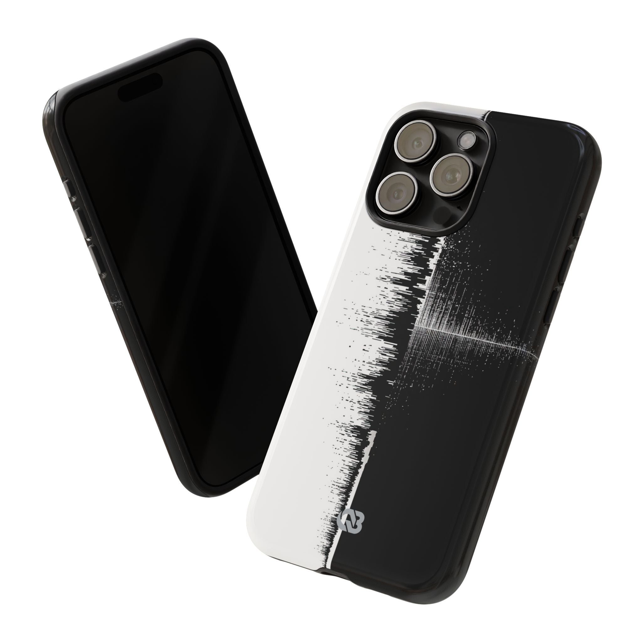 Black Tough Phone Case for iPhone - Static Signal Split