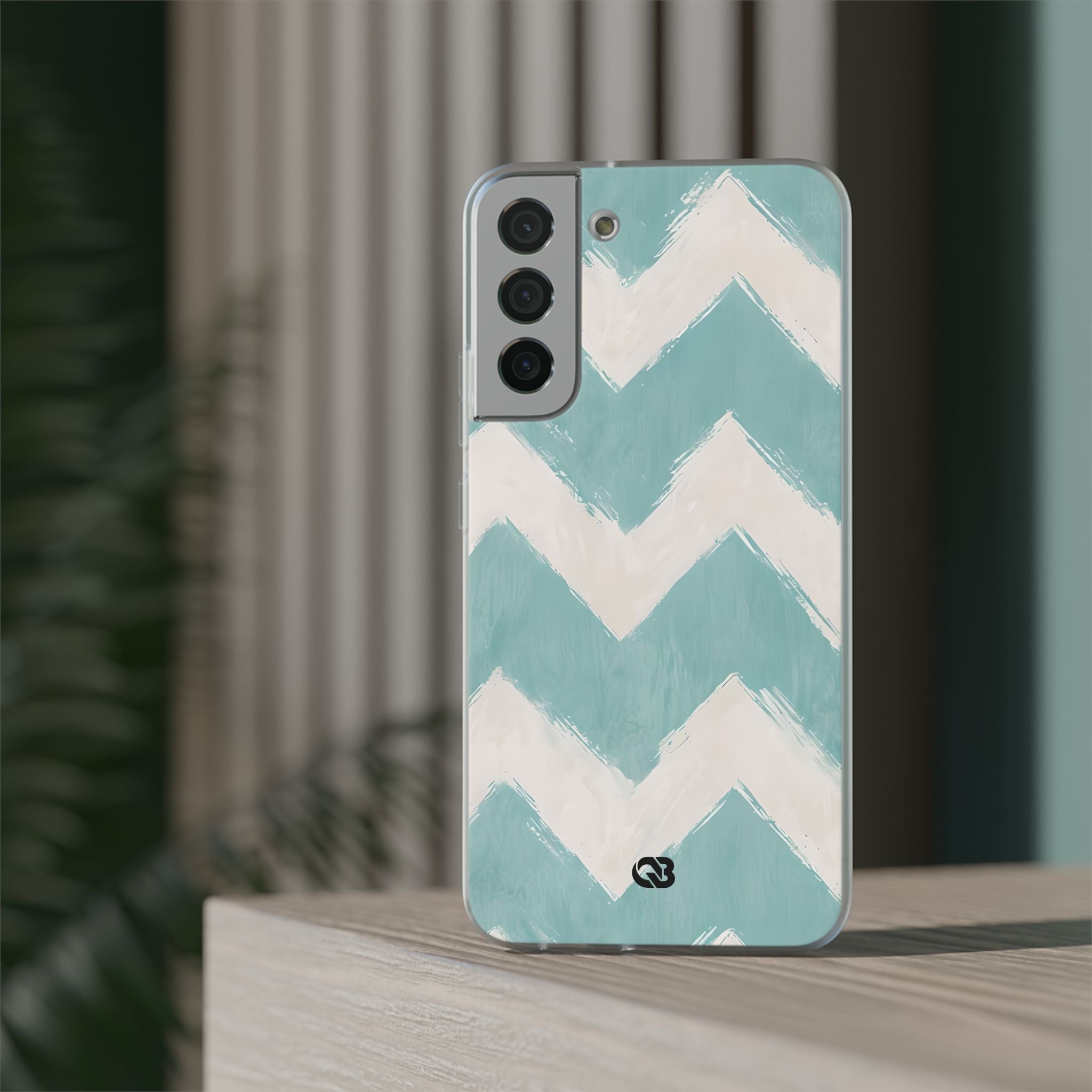 Teal Painted Chevron · Soft Phone Case for Samsung