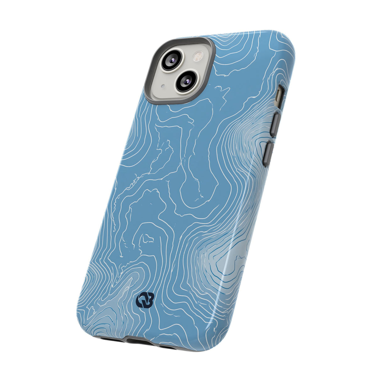 Blue Tough Phone Case for iPhone - Glacial Ridge Topo
