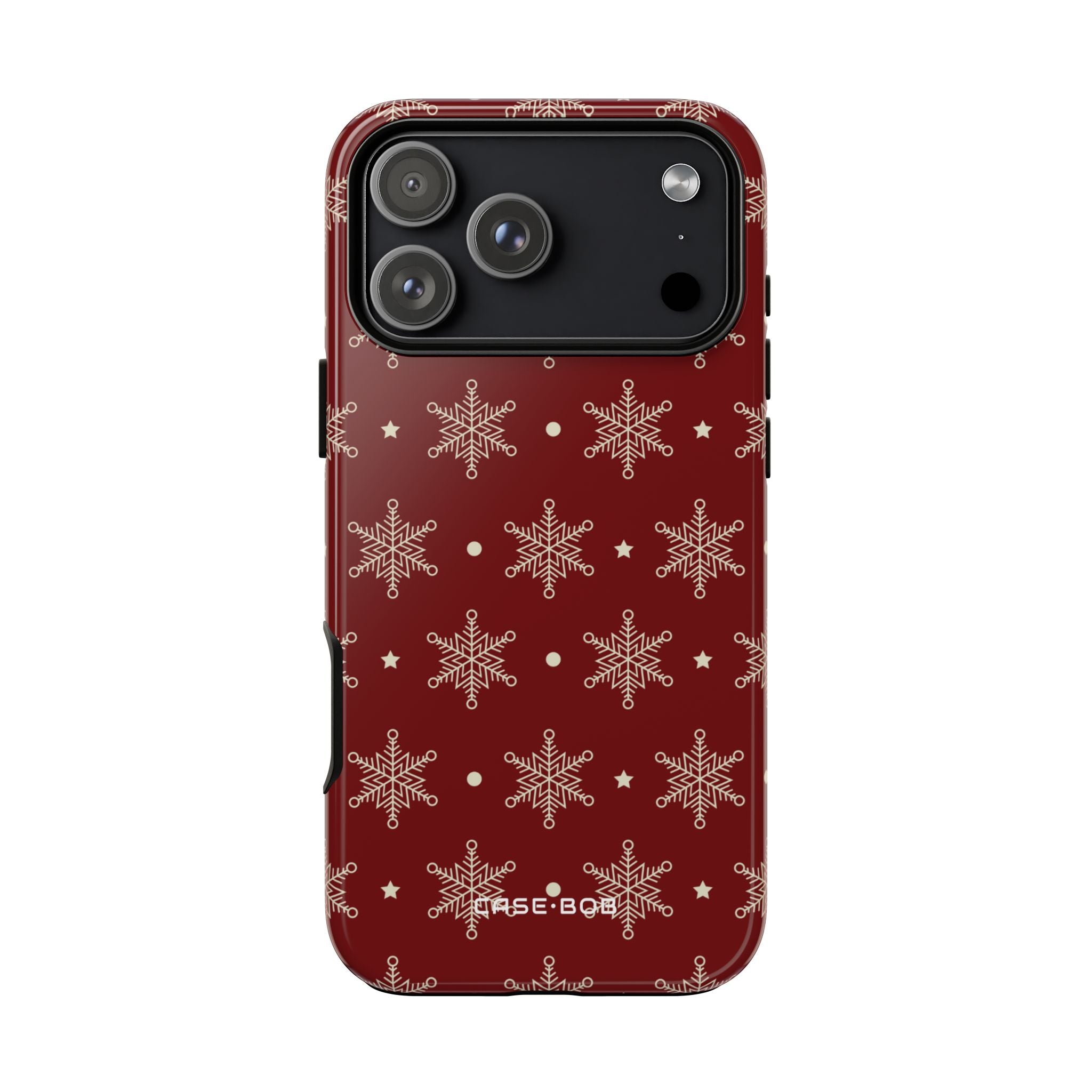 Cream Snowflake Crimson iPhone 17 Pro Max Case - Tough - CASE•BOB