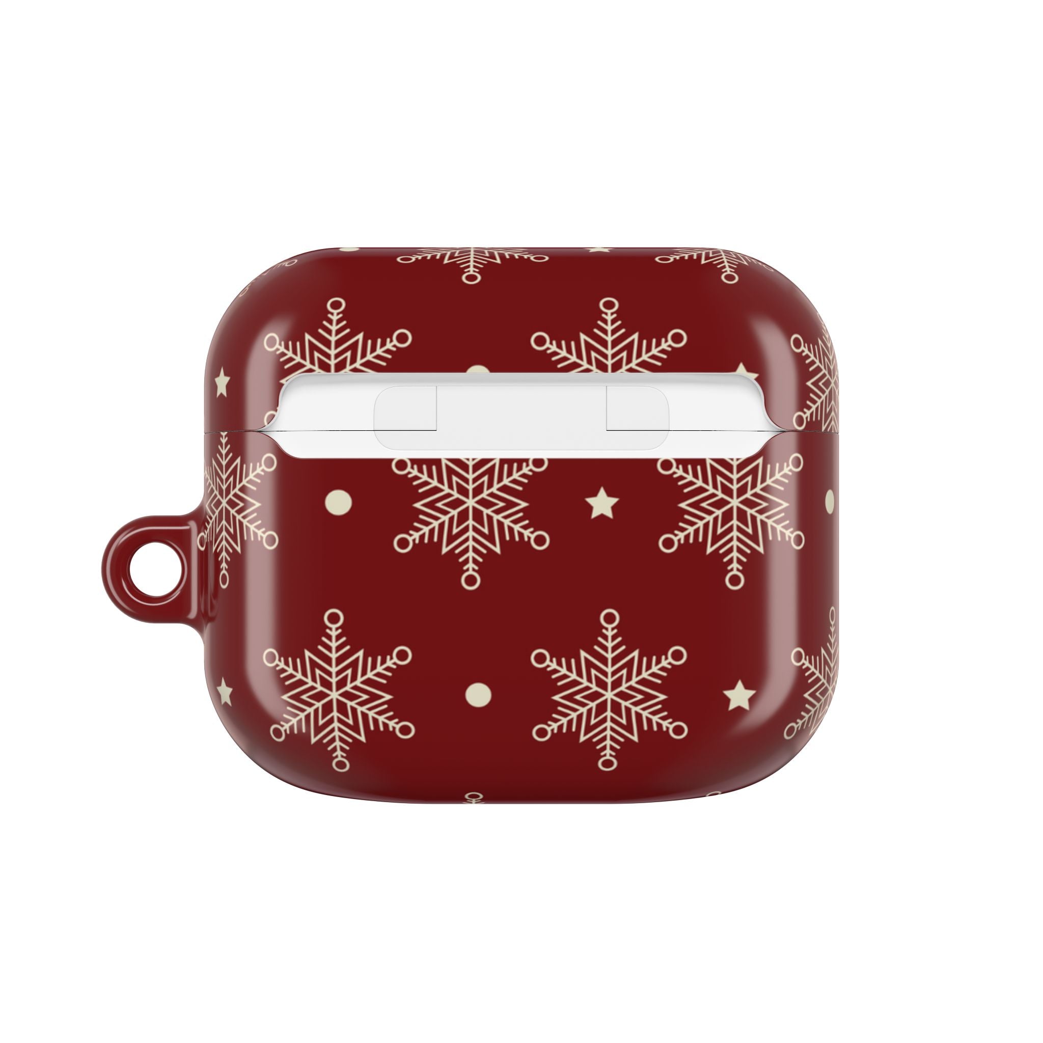 Cream Snowflakes Crimson - AirPods Case