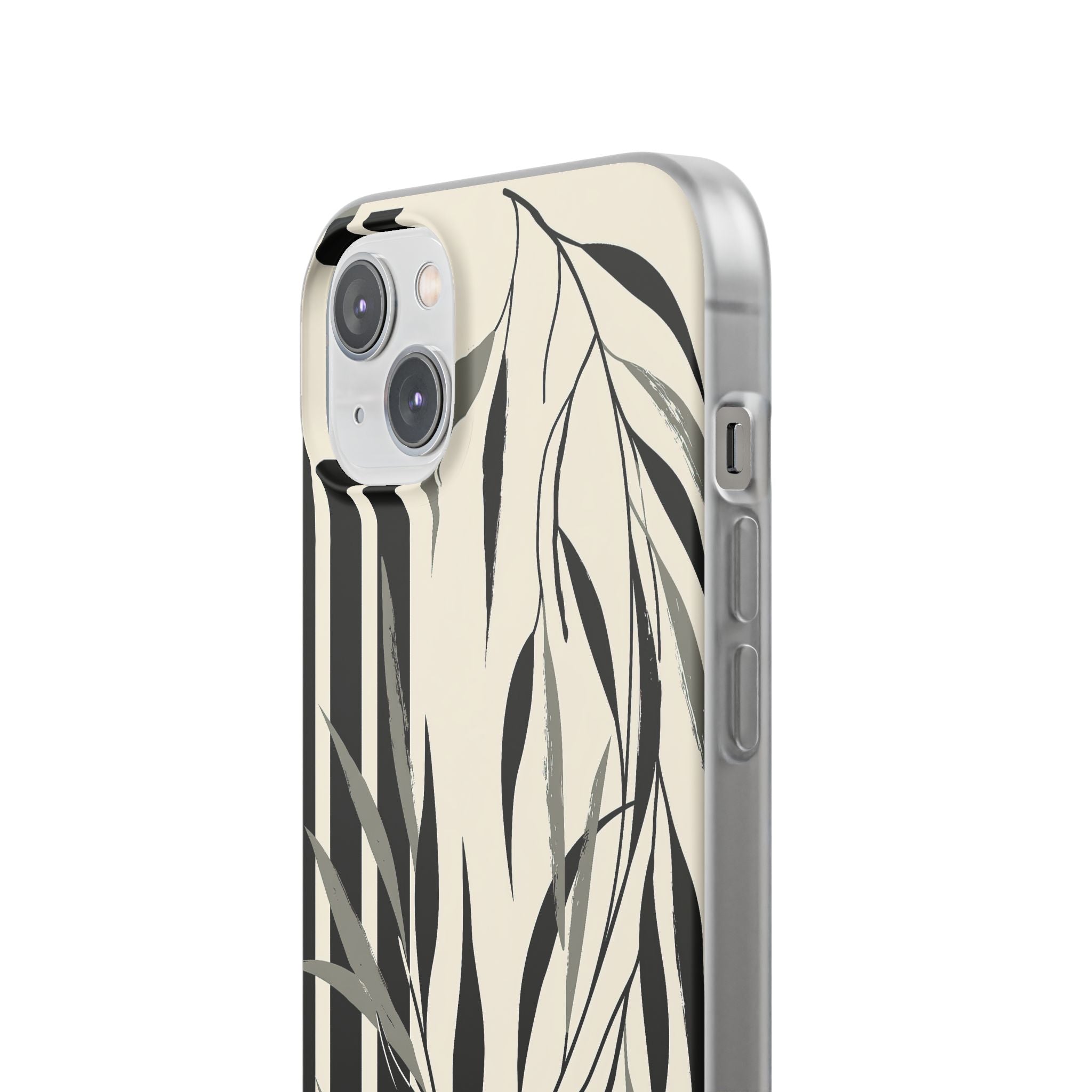Beige Lite Phone Case for iPhone - Soot Leaf Sketch