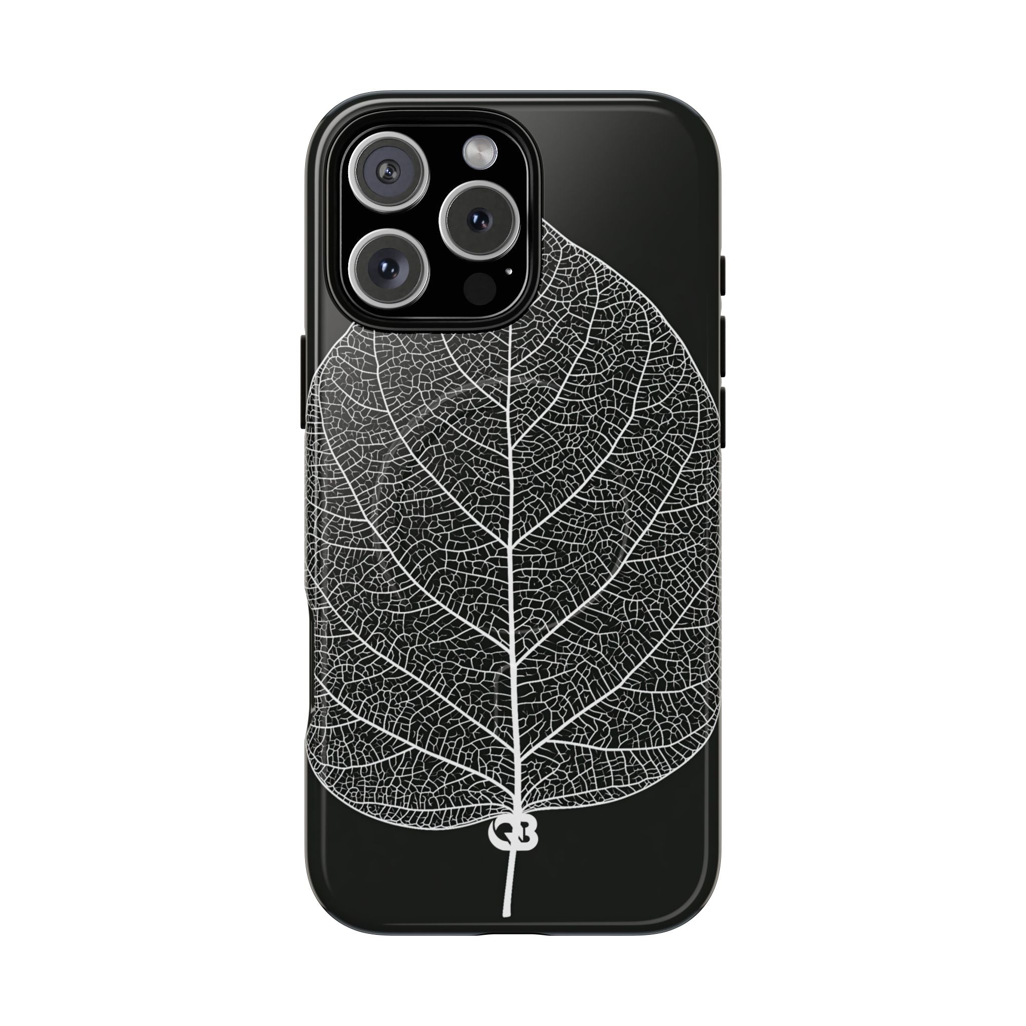 Black Tough 2.0 Magsafe Phone Case for iPhone - Bleached Leaf Lattice