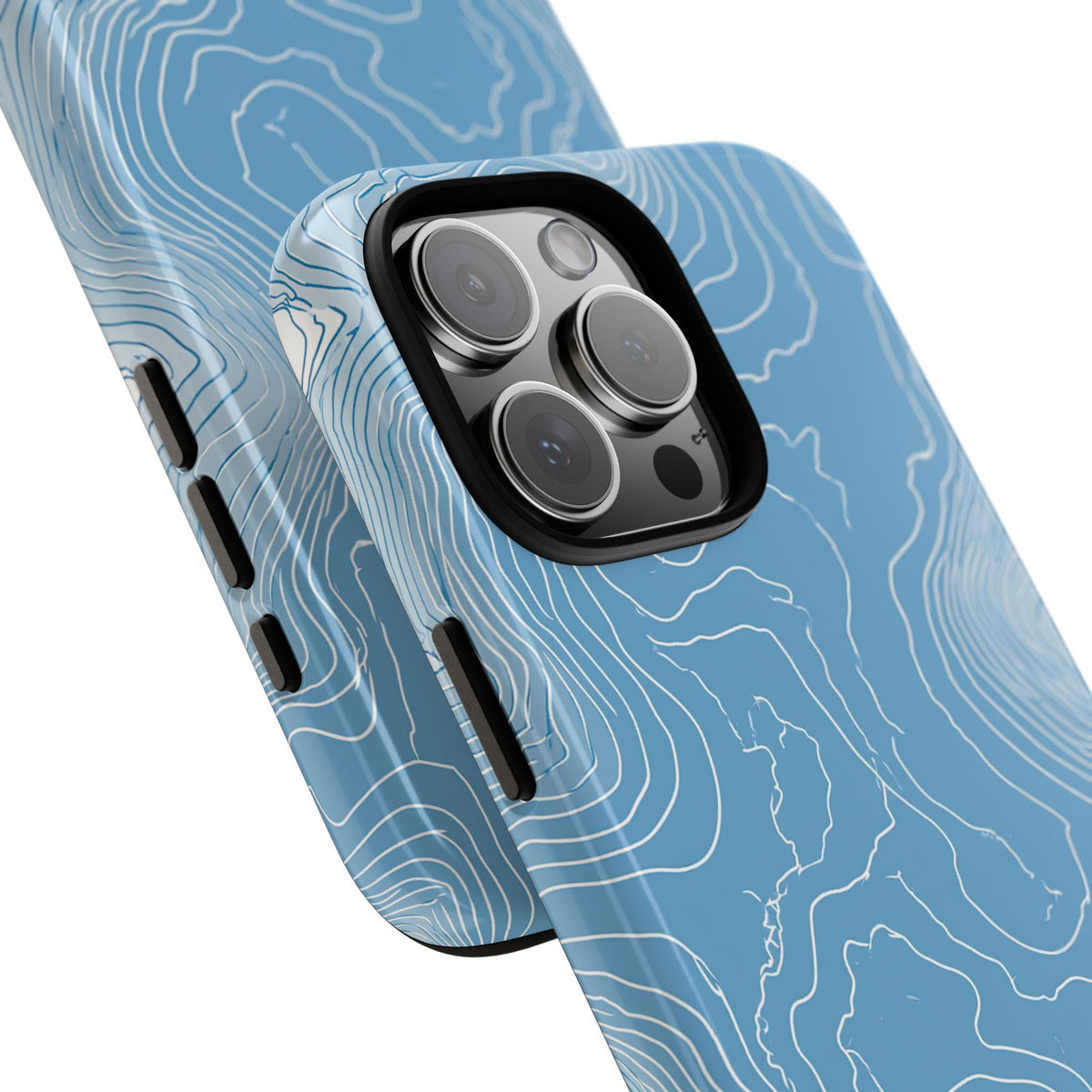 Blue Tough Phone Case for iPhone - Glacial Ridge Topo