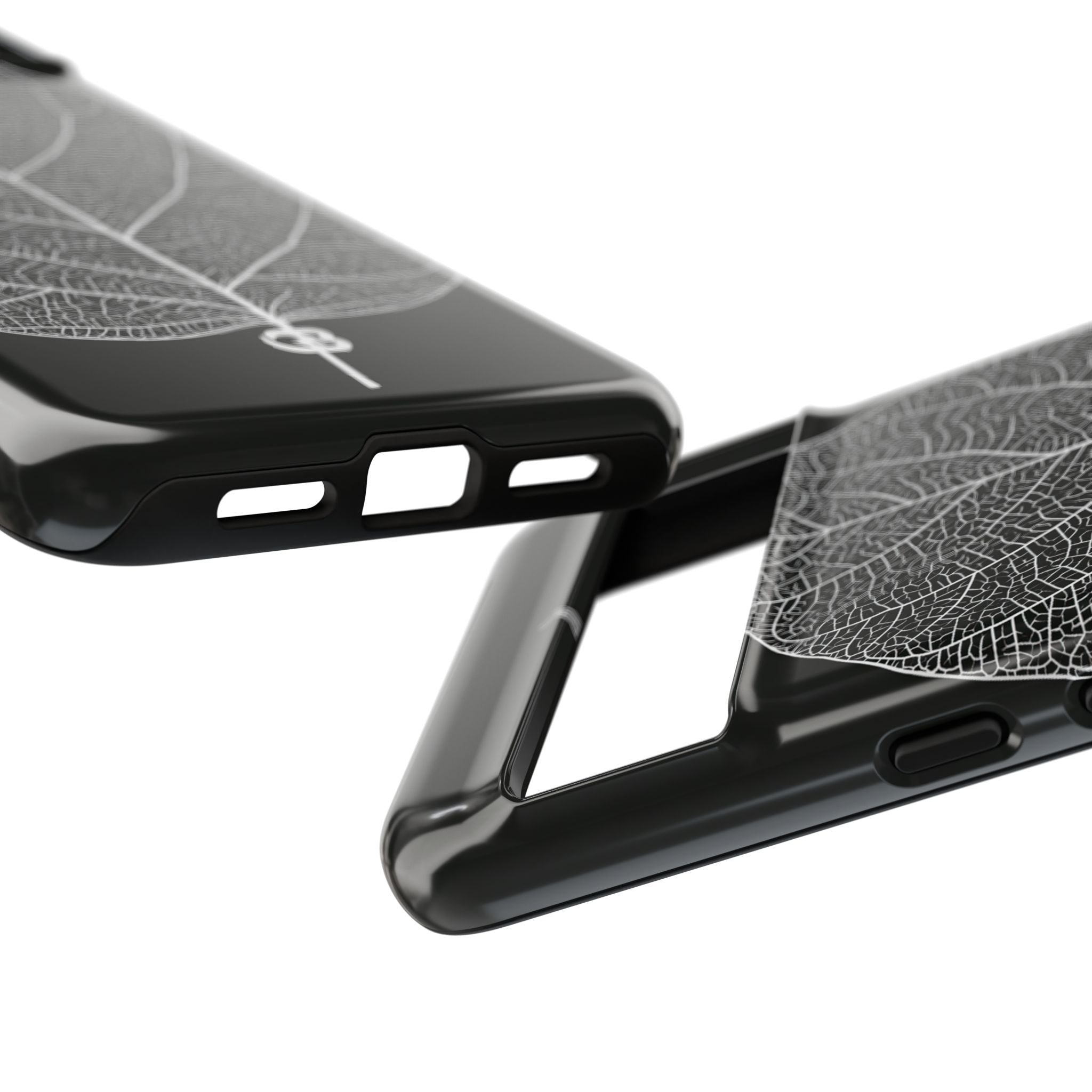 Black Tough Phone Case for Google Pixel - Bleached Leaf Lattice