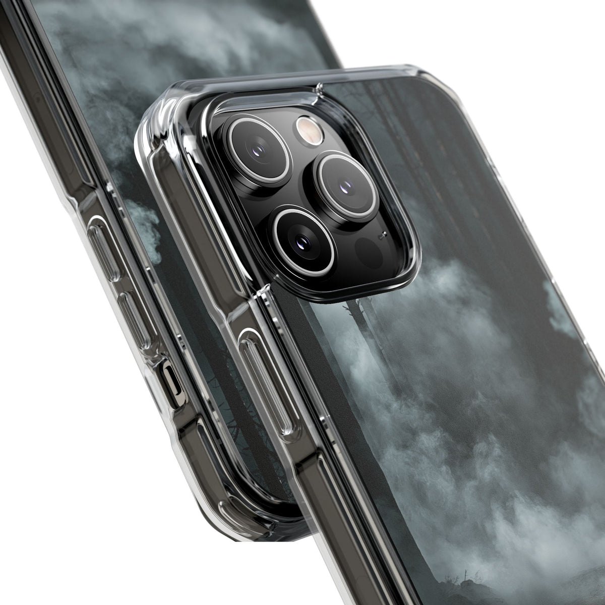 Shadowed Pine Mist · Clear Impact Magnetic Phone Case for iPhone · Black