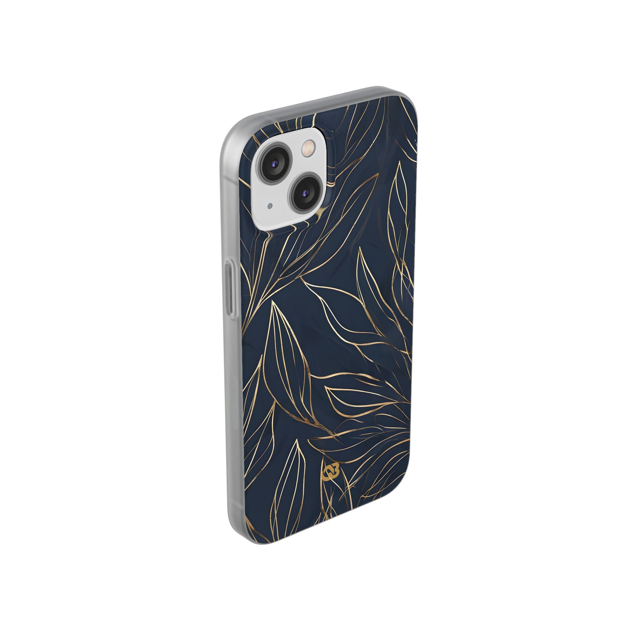 Gilded Navy Foliage · Soft Phone Case for iPhone