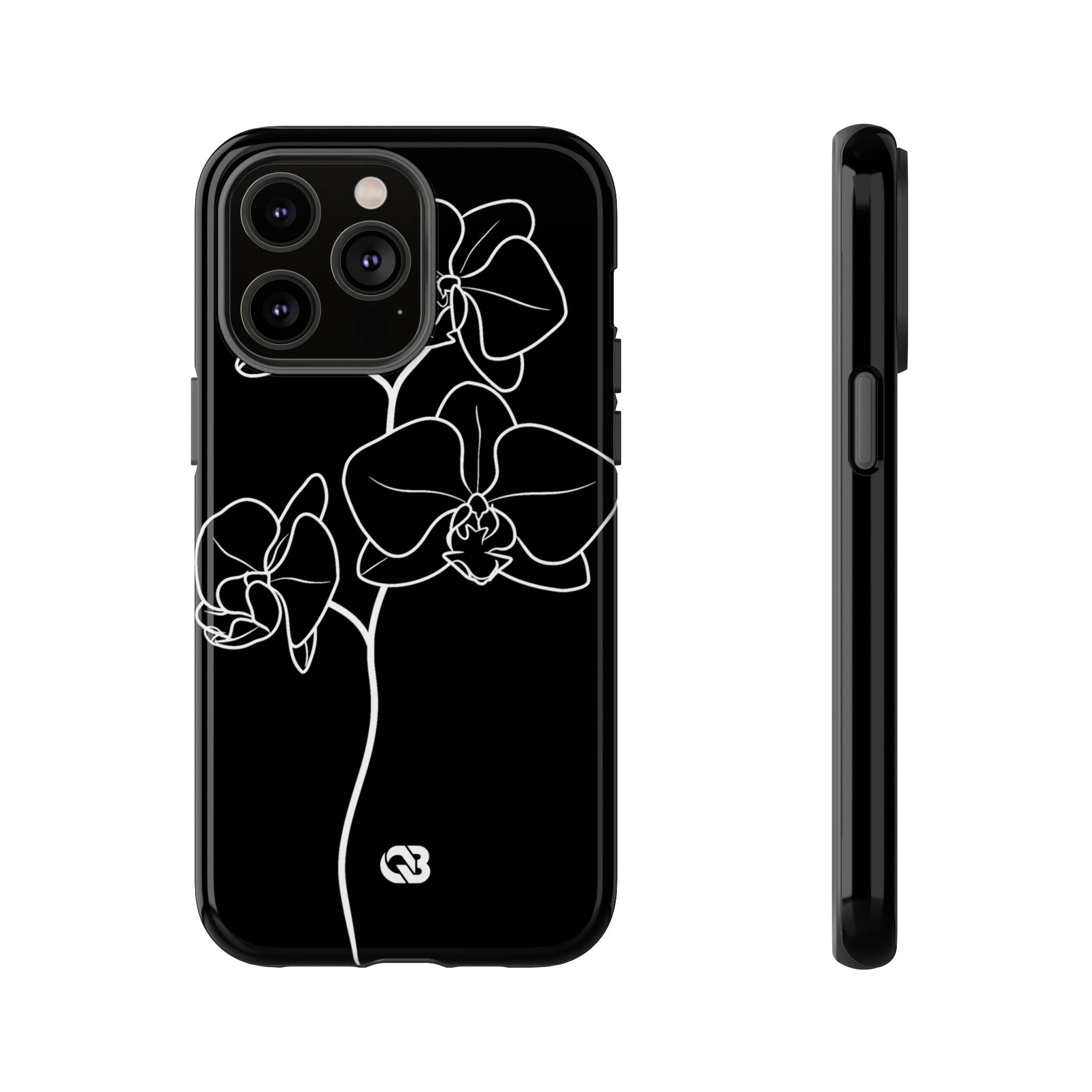 Black Tough Phone Case for iPhone - Noir Alabaster Orchid