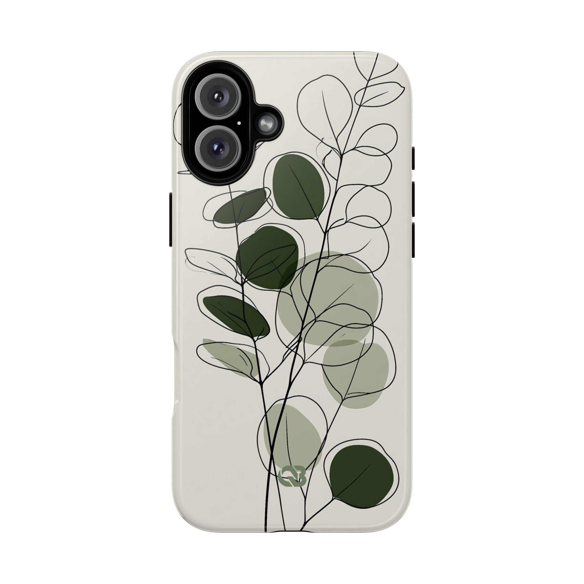 Green Tough Phone Case for iPhone - Muted Eucalyptus Sketch