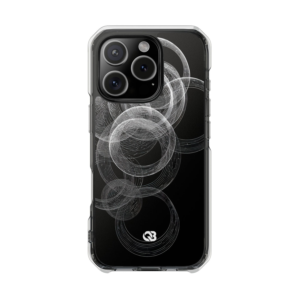 Black Impact MagSafe Phone Case for iPhone - Kinetic Wireframe Orbit