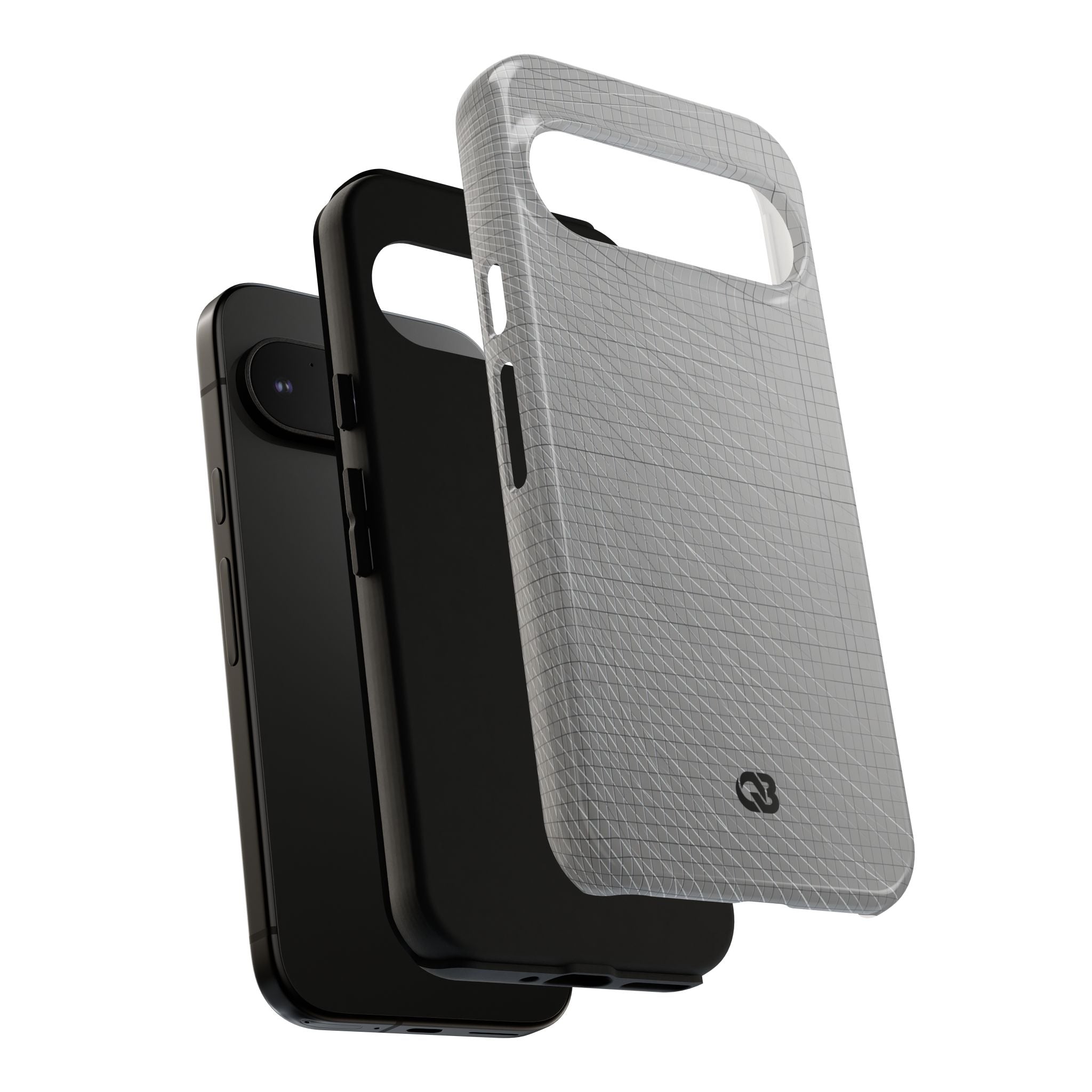 Grey Tough Phone Case for Google Pixel - Chrome Mesh Warp