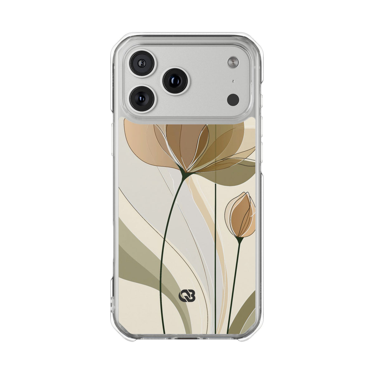 Translucent Petal Contour · Clear Impact Magnetic Phone Case for iPhone · Beige