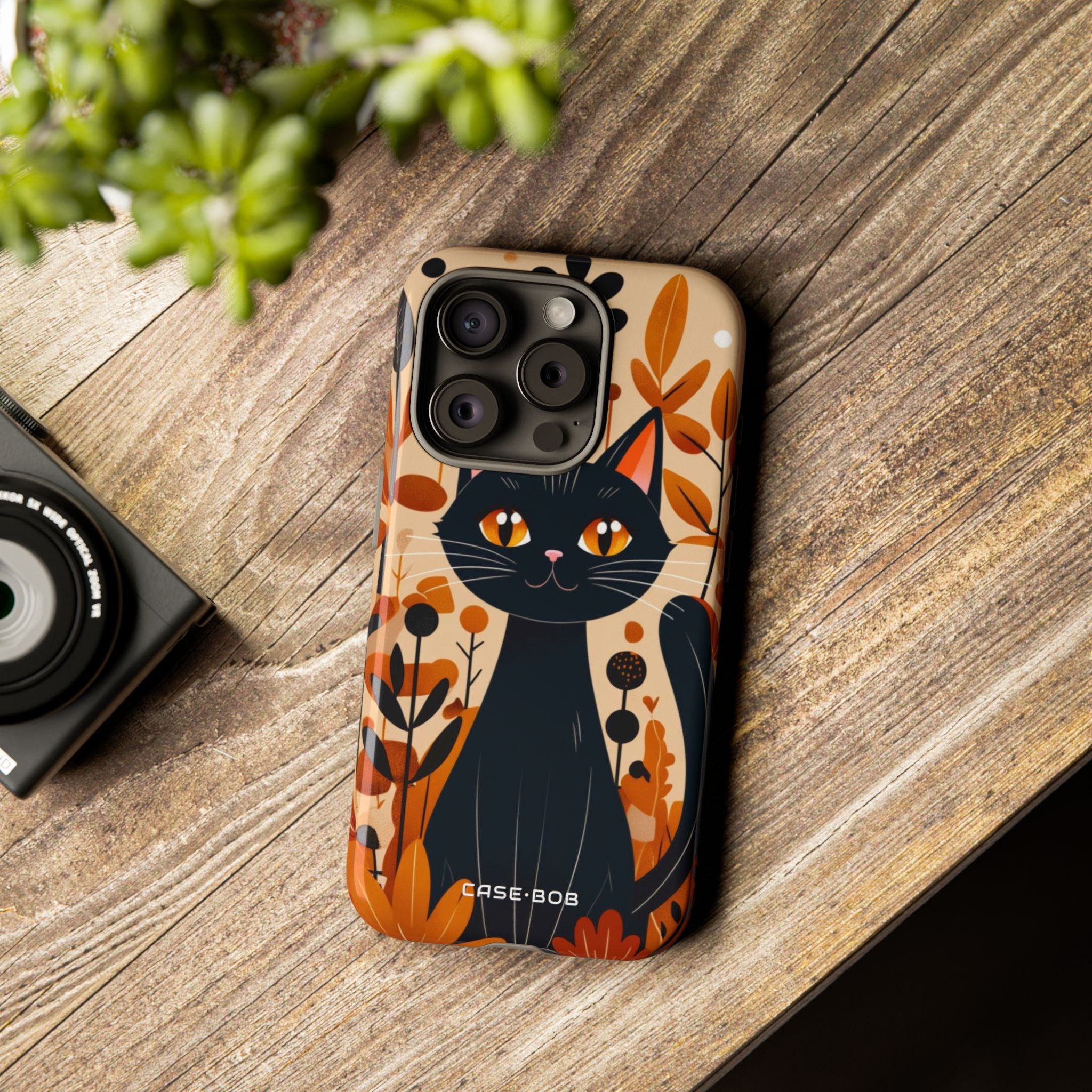 Black Cat Glow iPhone 15 Pro Case - Tough