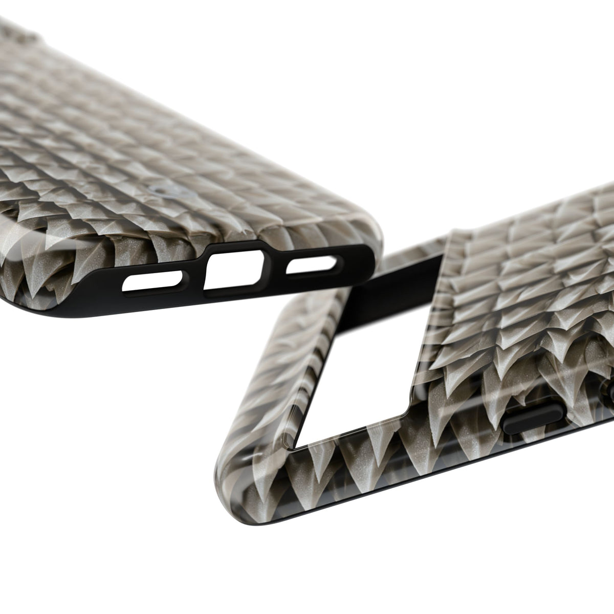 Beige Tough Phone Case for Google Pixel - Bone Spiked Grid