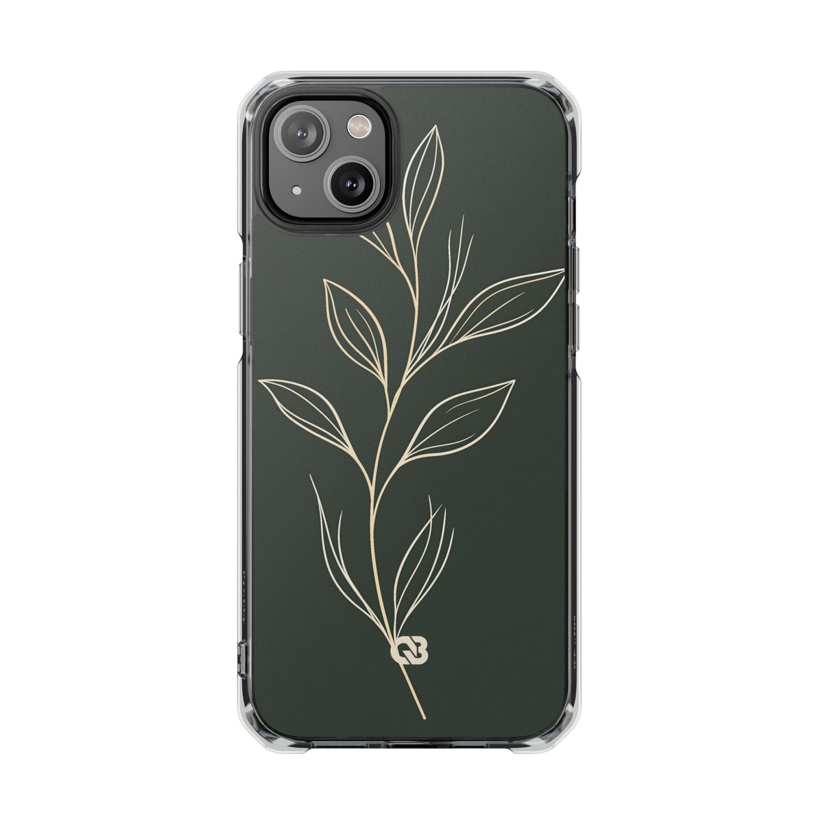 Minimal Botanical Stem · Clear Impact Magnetic Phone Case for iPhone · Green