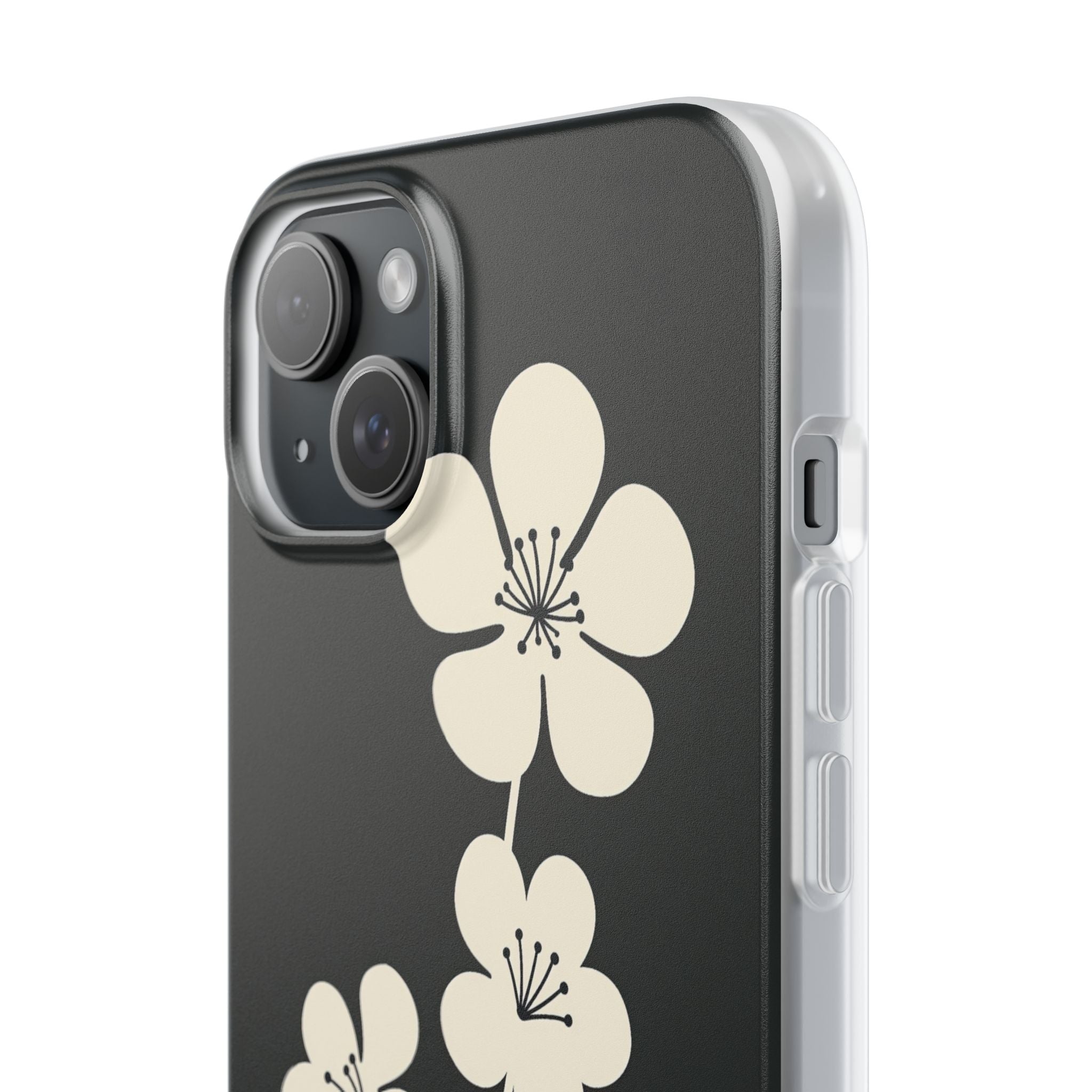 Black Lite Phone Case for iPhone - Obsidian Cream Bloom
