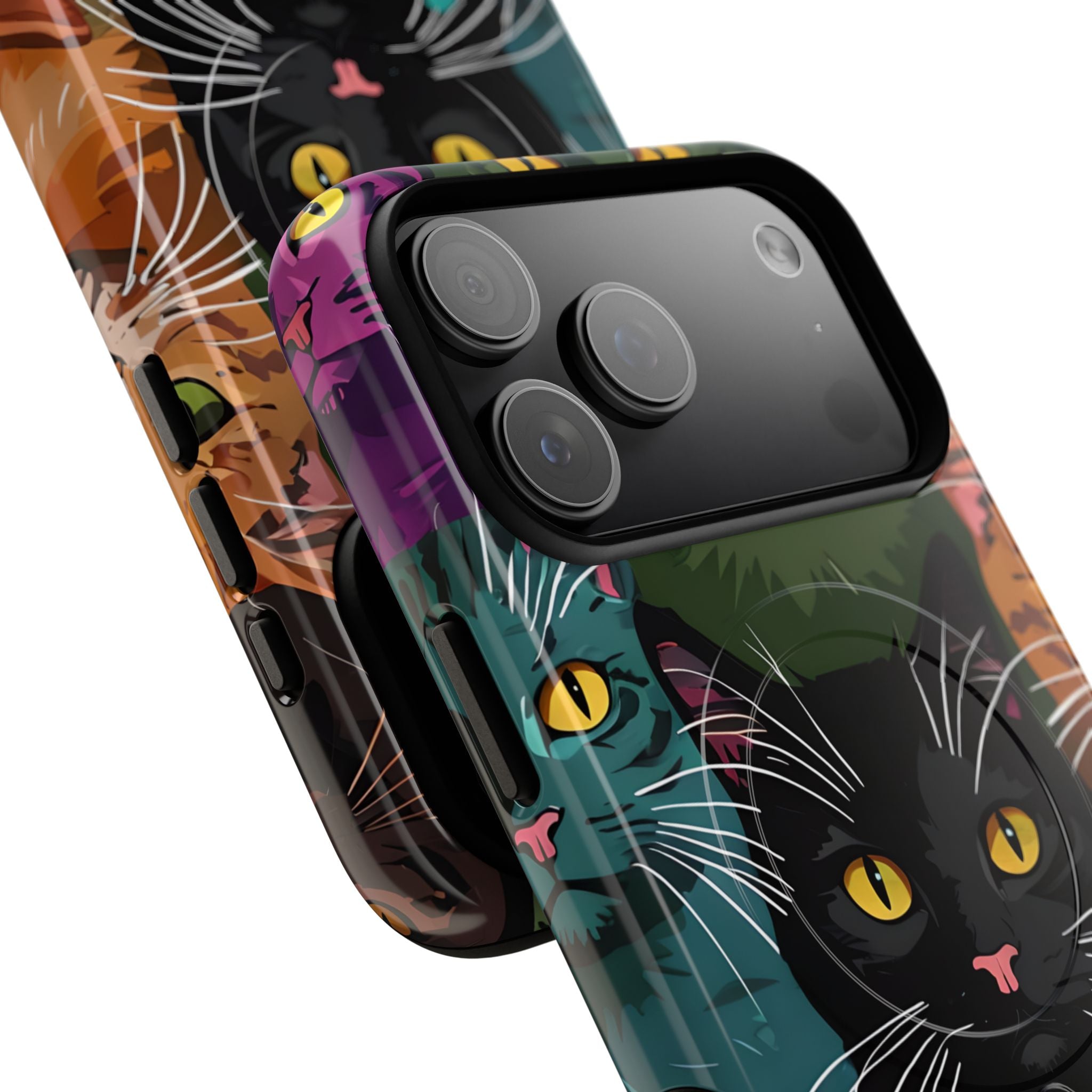 Teal Cat Grid iPhone 17 Pro Max Case - Tough+ - CASE•BOB