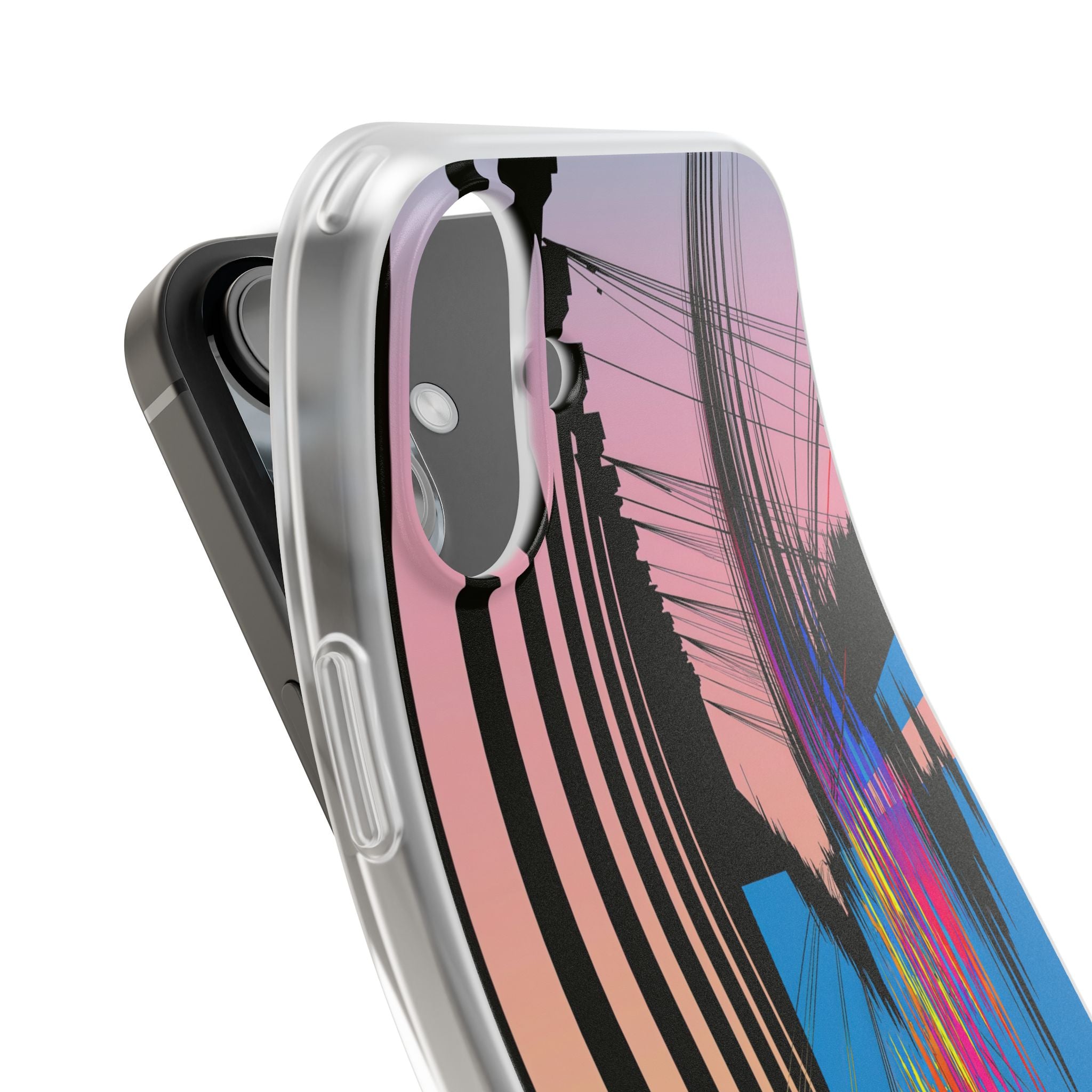 Blue Lite Phone Case for iPhone - Fractured Data Skyline