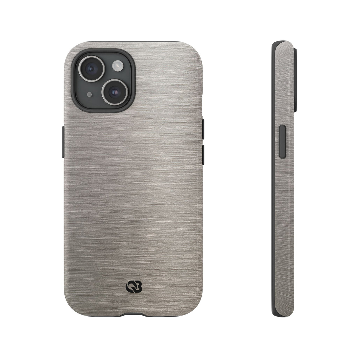 Grey Tough Phone Case for iPhone - Brushed Nickel Linen