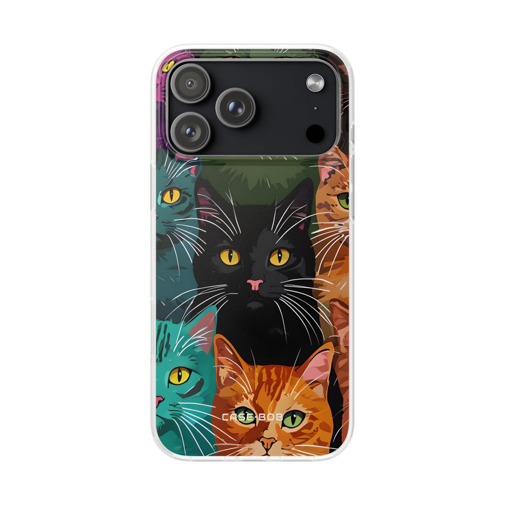 Teal Cat Grid iPhone 17 Pro Max Case - Soft - CASE•BOB