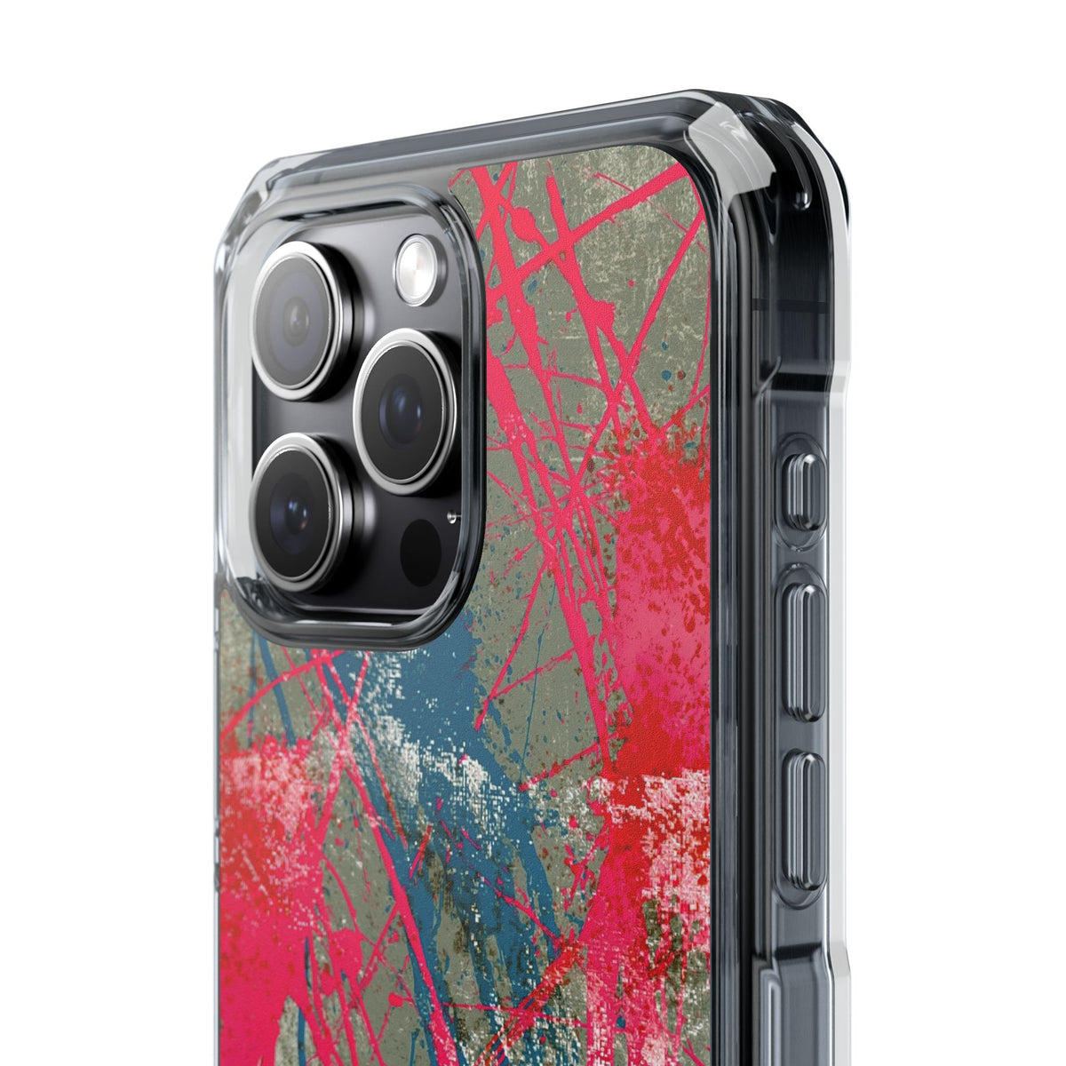 Neon Static Drip · Clear Impact Magnetic Phone Case for iPhone · Pink
