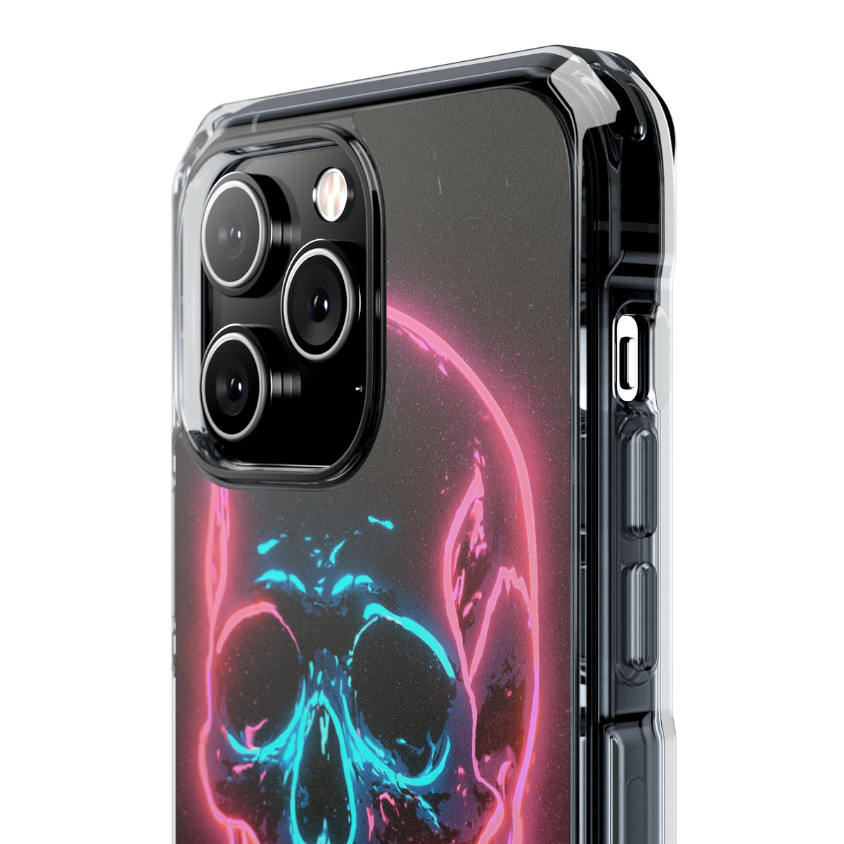 Neon Drip Skull · Clear Impact Magnetic Phone Case for iPhone · Black