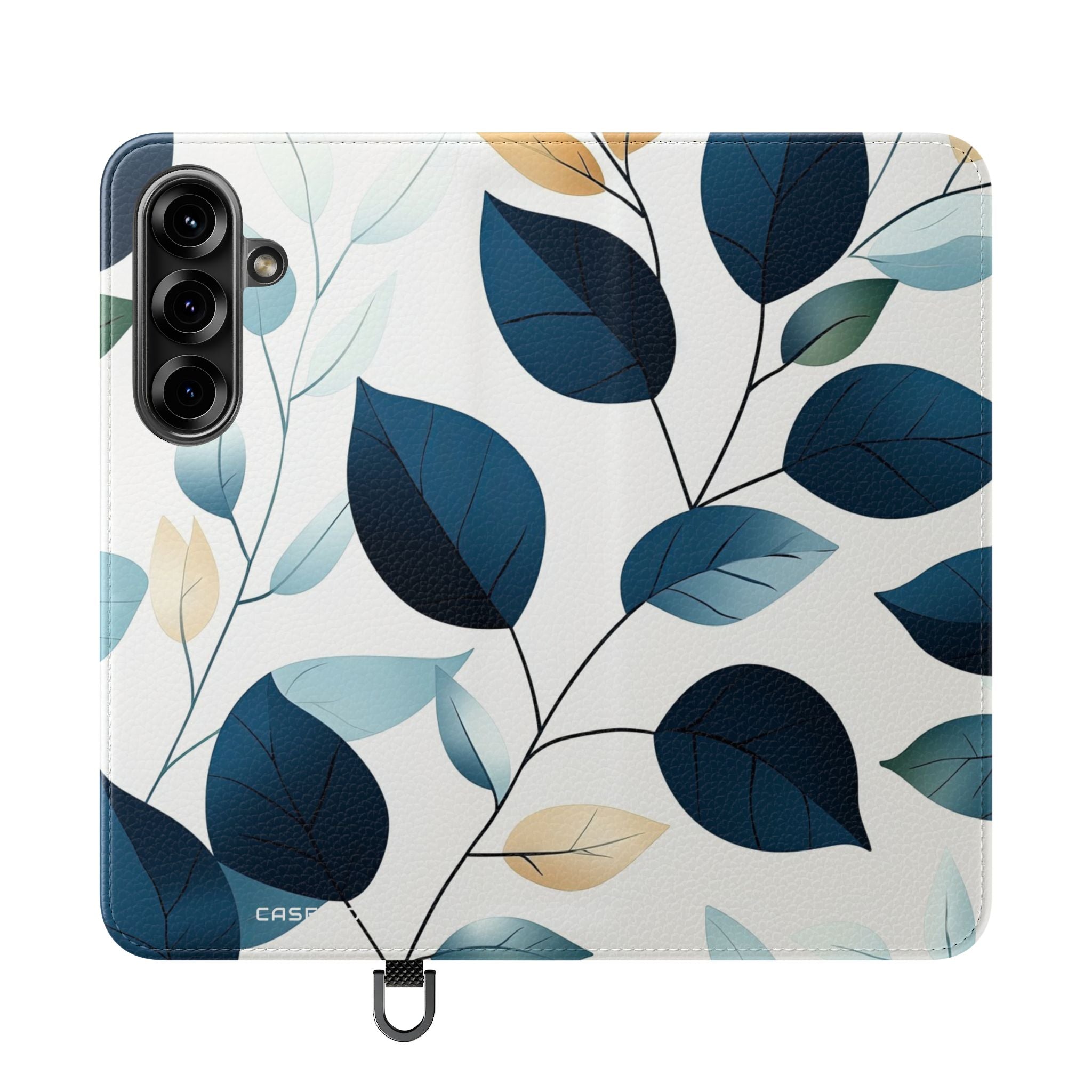 Navy Leaf Veins - Samsung S25 Case - Portemonnee