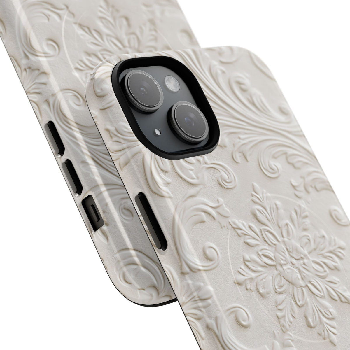 White Tough 2.0 Magsafe Phone Case for iPhone - Alabaster Floral Relief