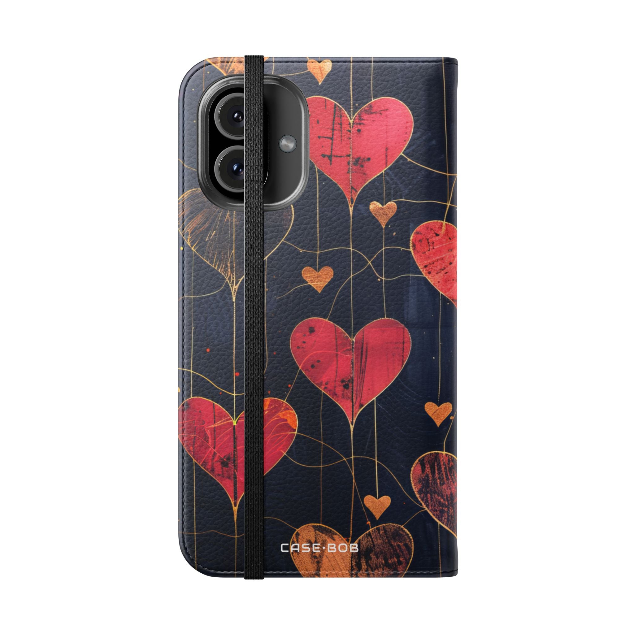 Textureret Hjertegitter - iPhone 16 Plus Cover - Pung