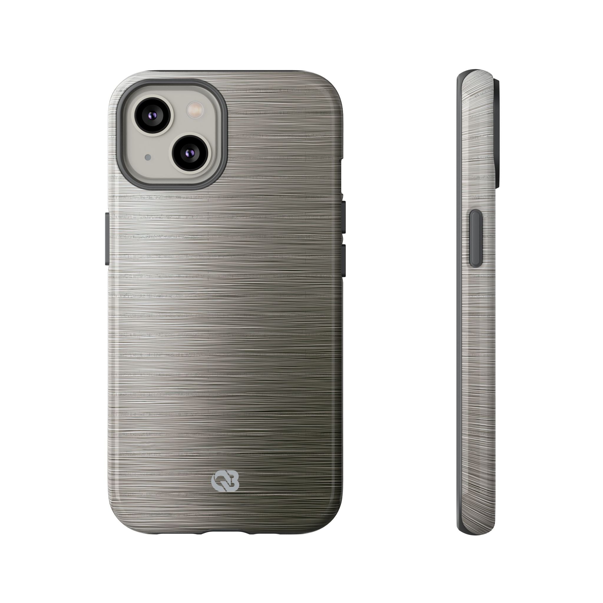 Grey Tough Phone Case for iPhone - Brushed Industrial Steel