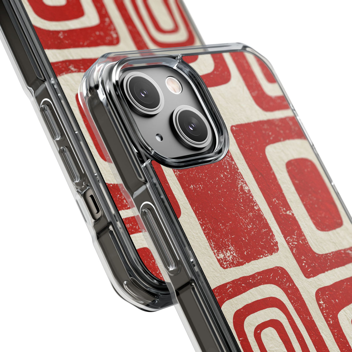 Vermilion Block Motif · Clear Impact Magnetic Phone Case for iPhone · Red