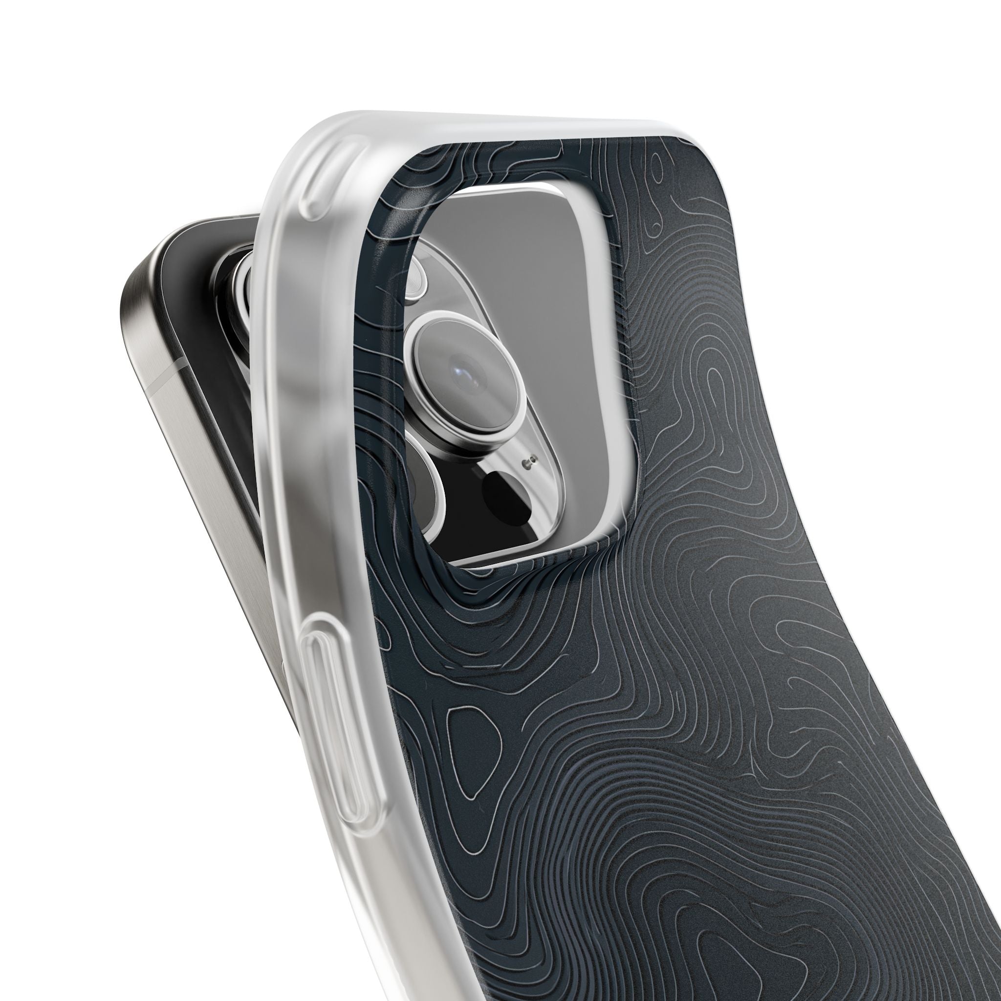 Black Lite Phone Case for iPhone - Obsidian Ridge Topo