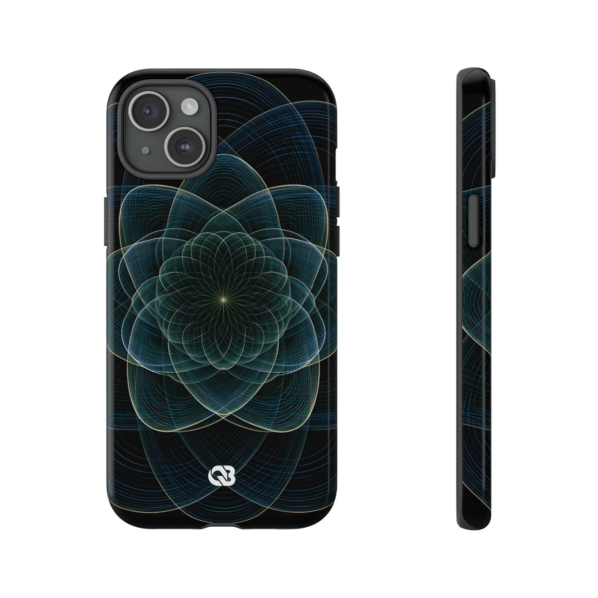 Blue Tough Phone Case for iPhone - Celestial Wireframe Bloom