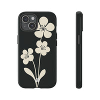 Black Tough Phone Case for iPhone - Obsidian Cream Bloom