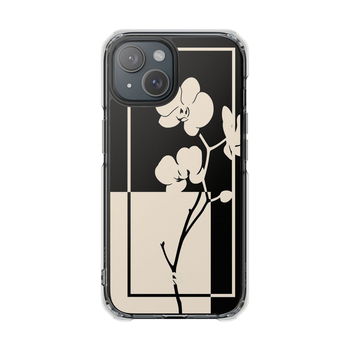 Geometric Orchid Bloom · Clear Impact Magnetic Phone Case for iPhone · Black