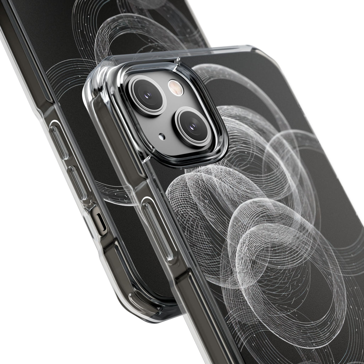 Black Impact MagSafe Phone Case for iPhone - Kinetic Wireframe Orbit