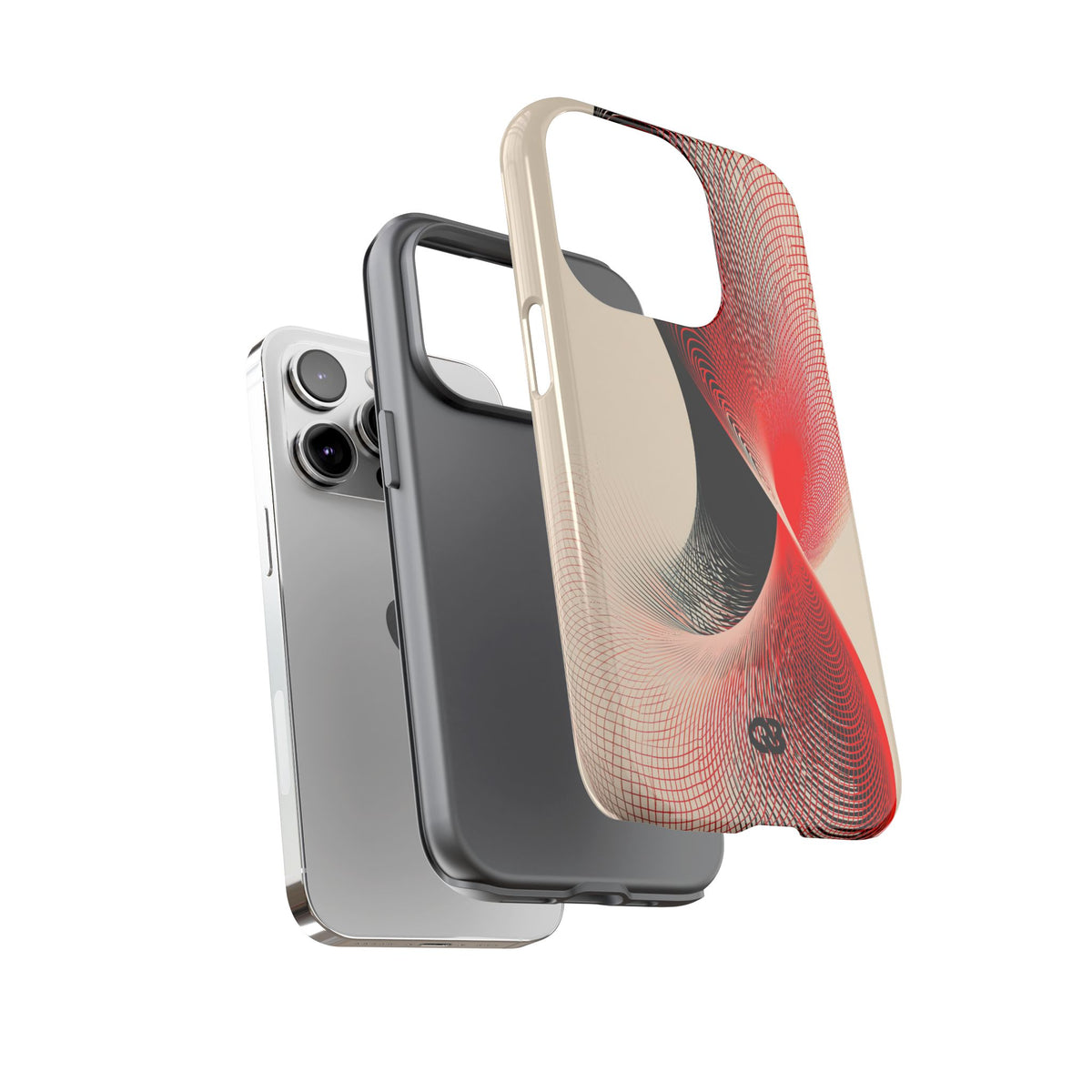 Red Tough Phone Case for iPhone - Crimson Grid Vortex