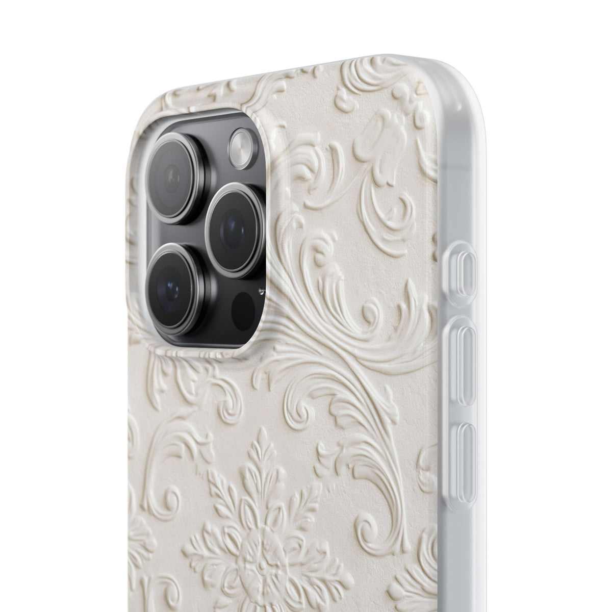 Ivory Baroque Relief · Lite Phone Case for iPhone · White