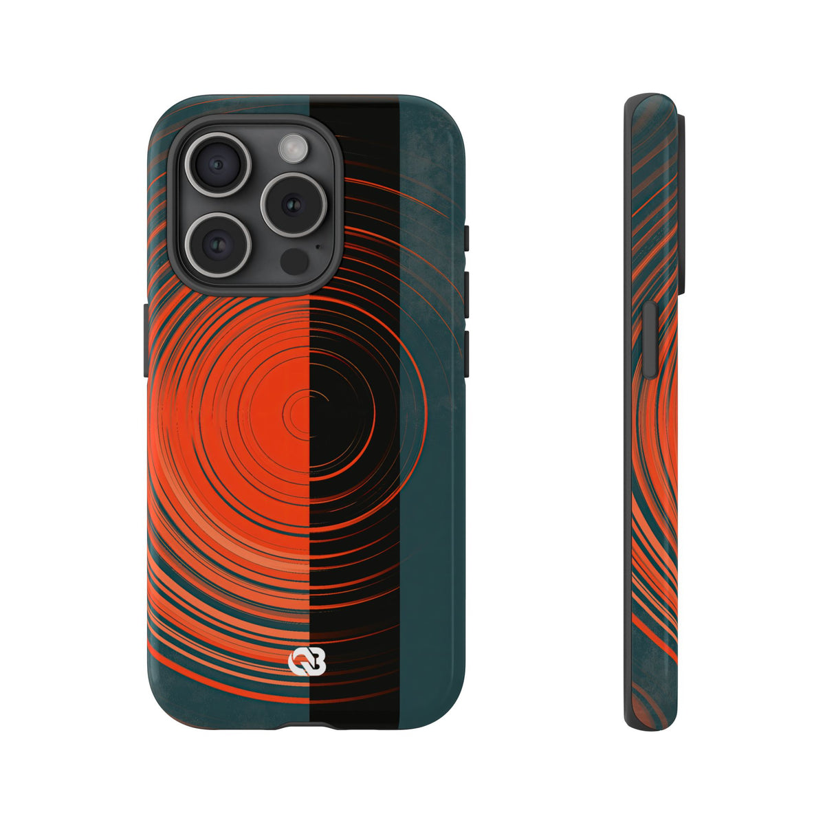 Teal Tough Phone Case for iPhone - Burnt Slate Radial