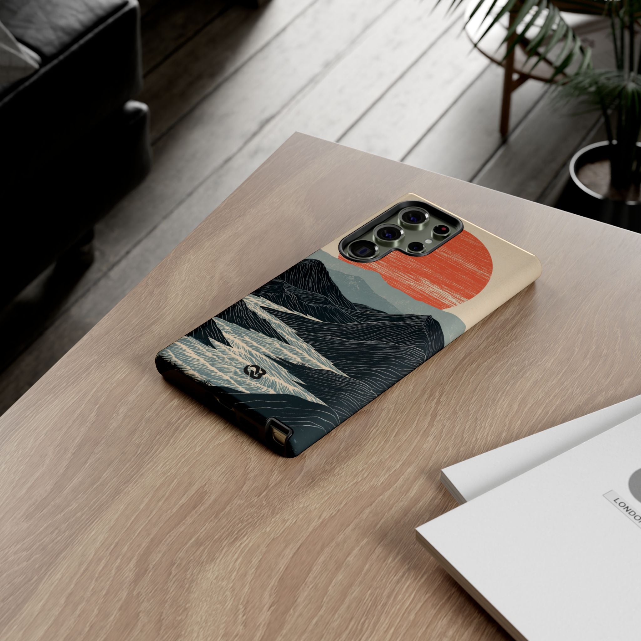 Beige Tough Phone Case for Samsung - Crimson Ridge Flow