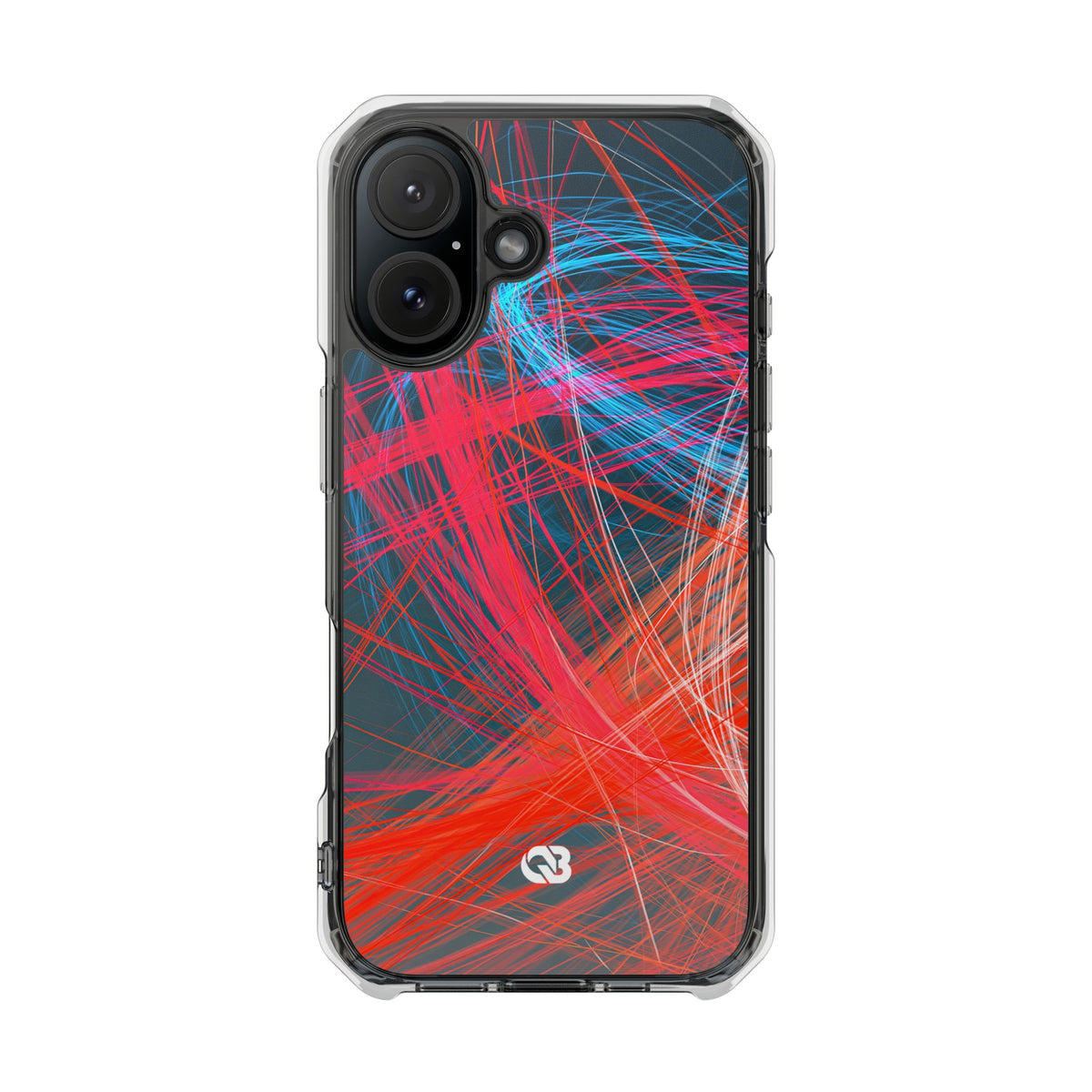 Neon Fiber Stream · Clear Impact Magnetic Phone Case for iPhone · Red