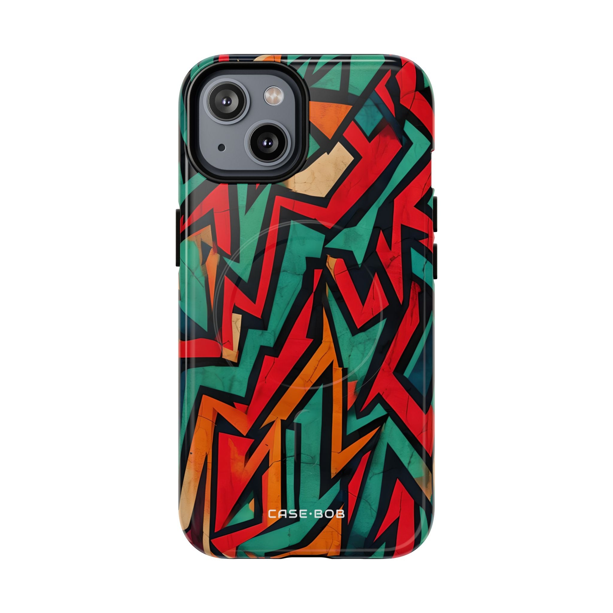Crimson Zigzag iPhone 14 Case - Tough+