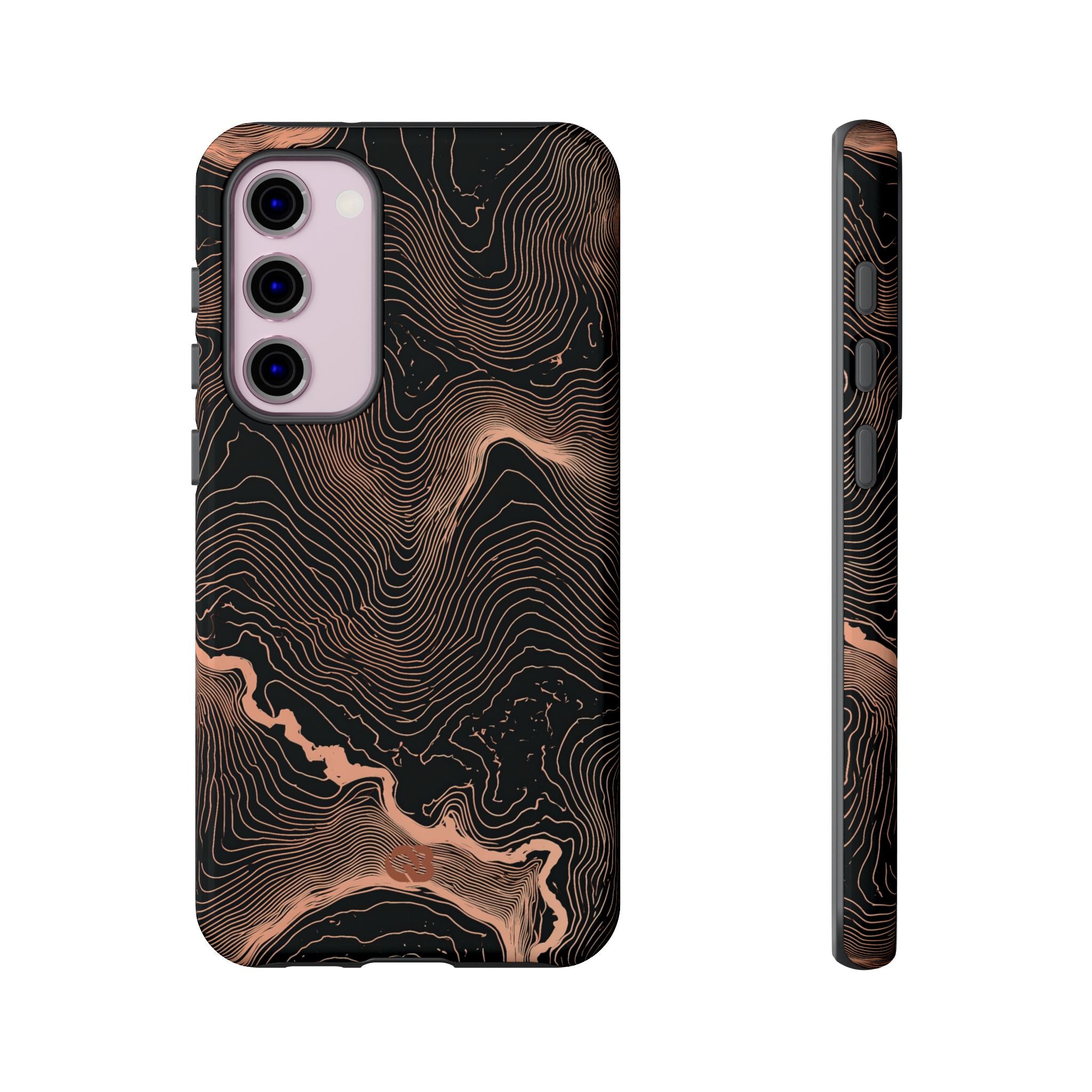 Orange Tough Phone Case for Samsung - Salmon Ridge Topo