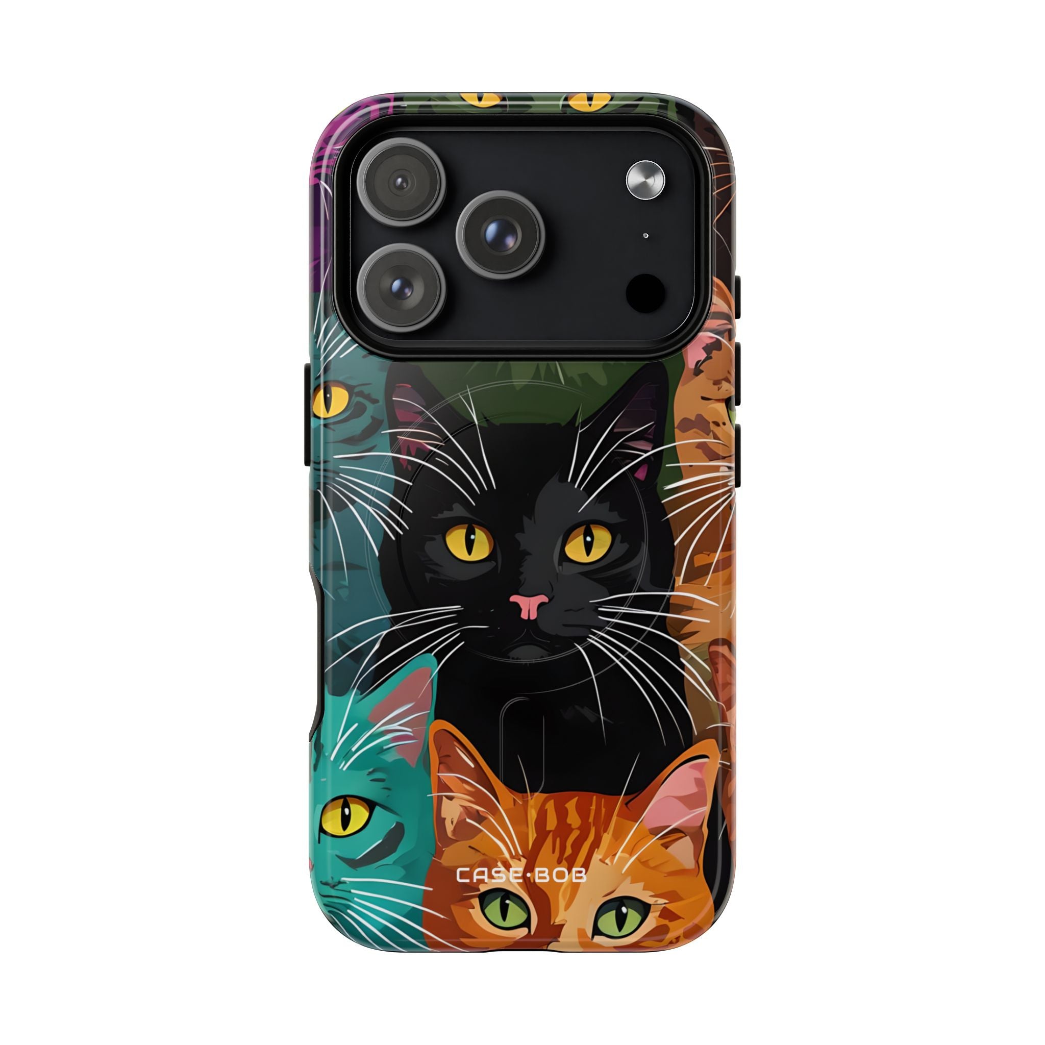 Teal Cat Grid iPhone 17 Pro Case - Tough+ - CASE•BOB