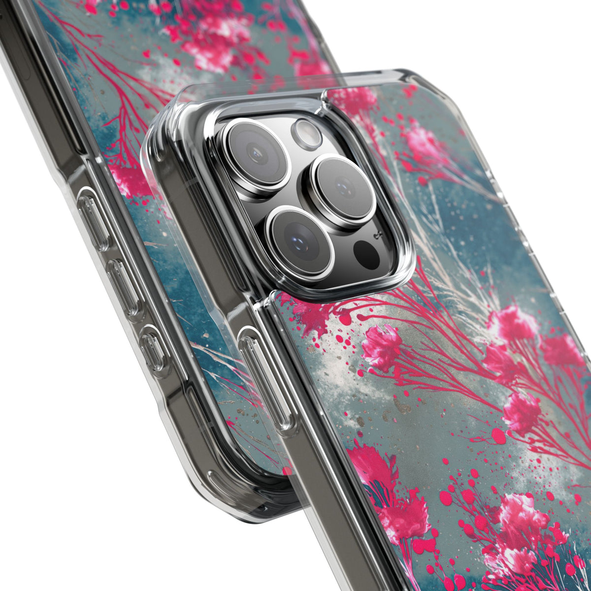 Cyber Blossom · Clear Impact Magnetic Phone Case for iPhone · Teal