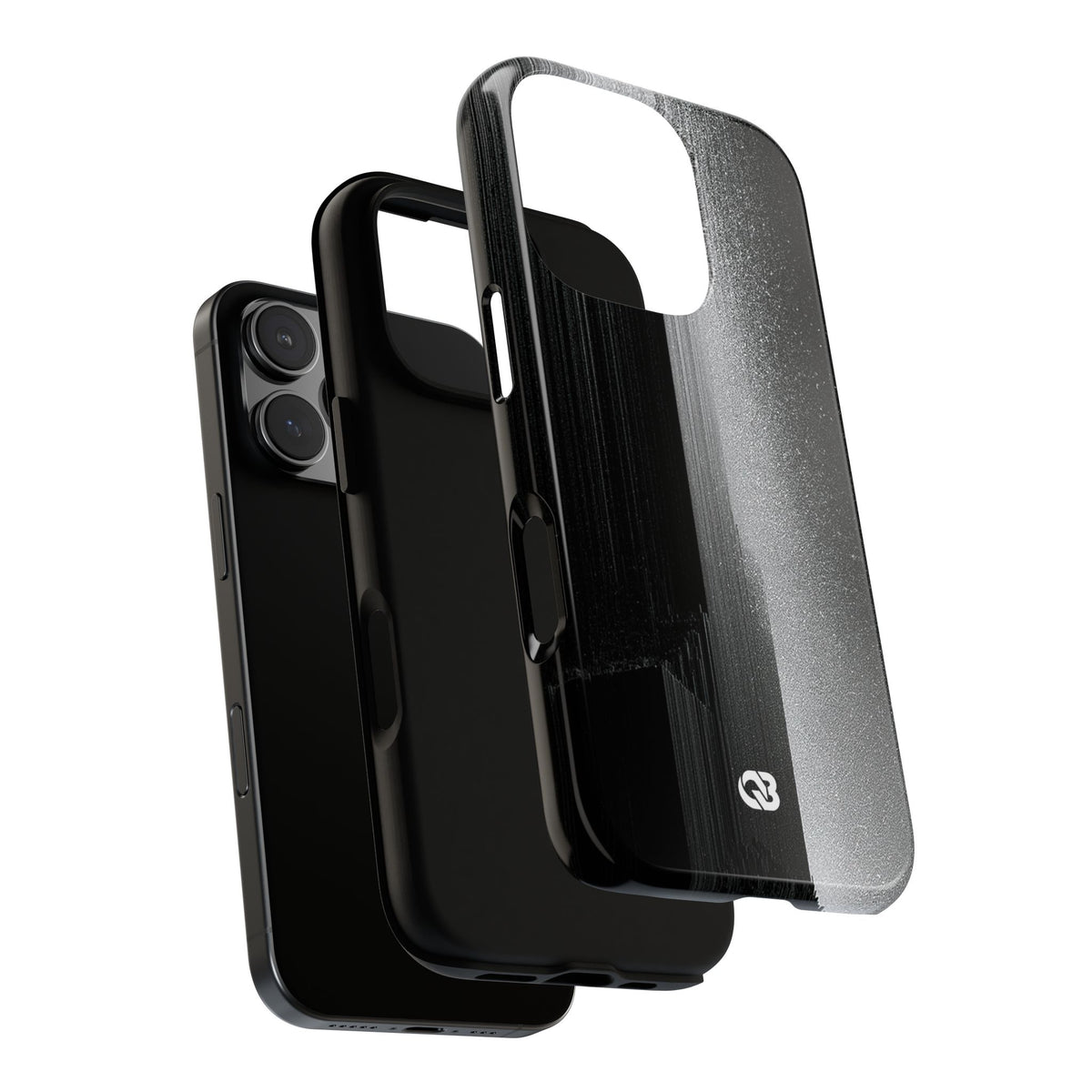 Black Tough Phone Case for iPhone - Brutalist Pixel Monolith