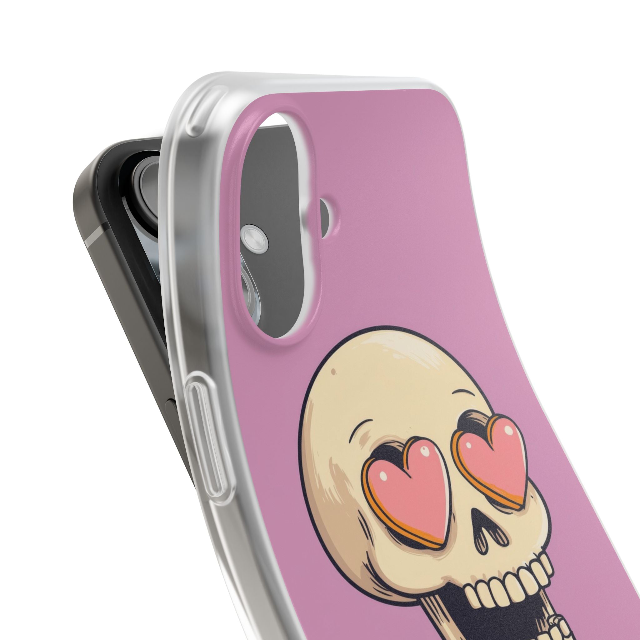 Herzäugiger Totenkopf iPhone 16 Plus Case - Soft